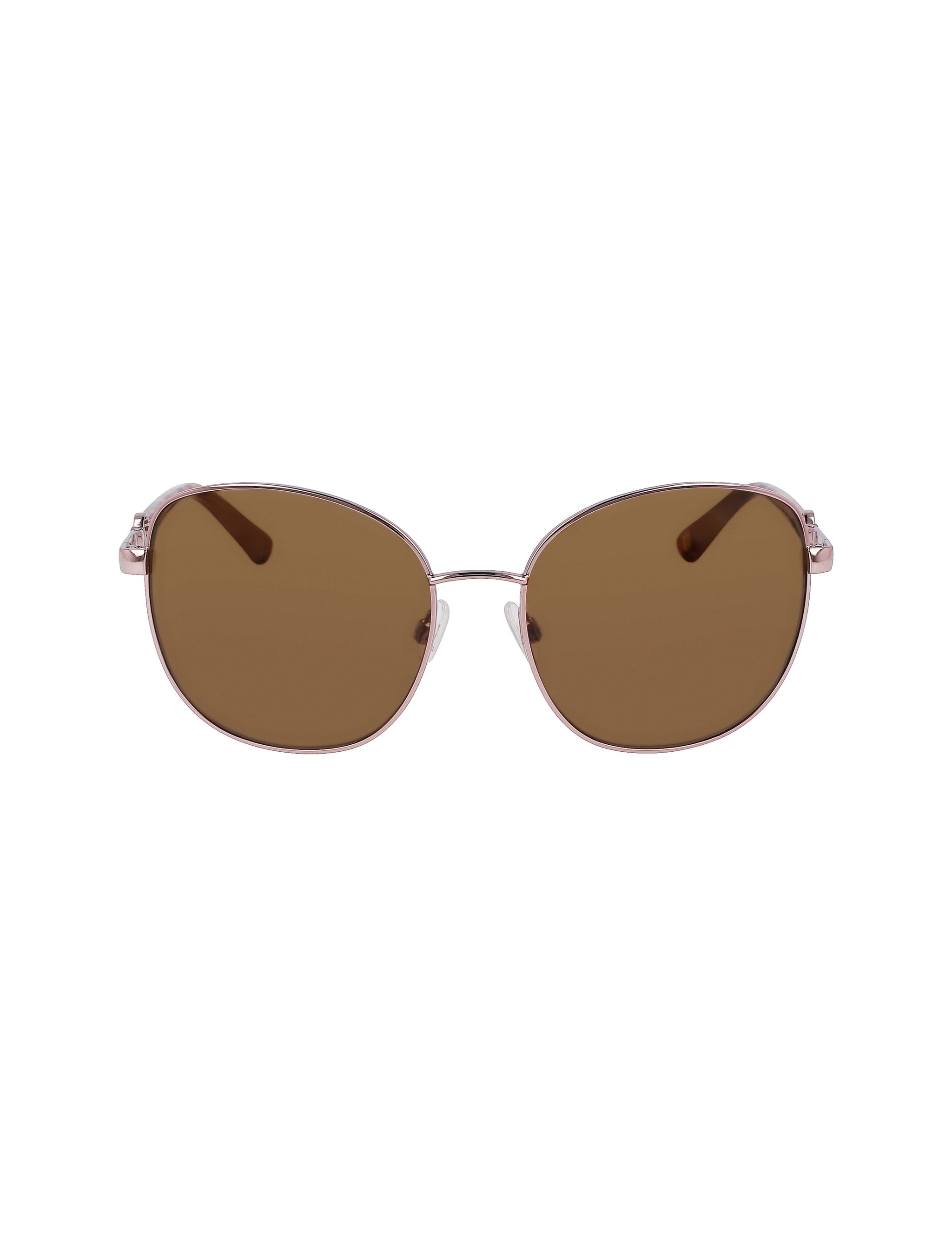 leo goggles Anne Klein Rose Gold Metal Round Leo Sunglasses