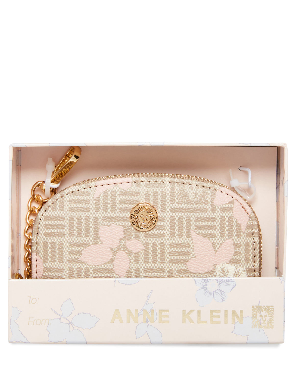 Anne Klein Gardenia- Stone multi logo- Petal pink Boxed Logo Curved Card Case