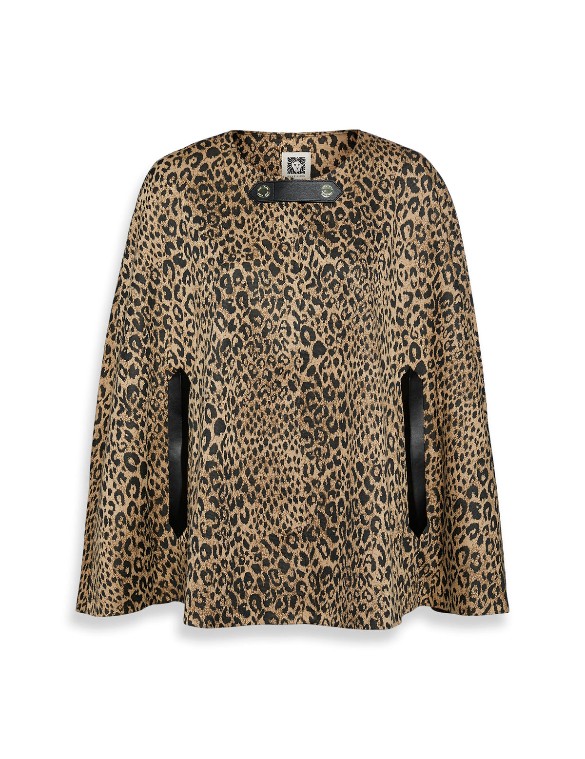 Anne Klein Camel Multi Animal Print Snap Front Cape- Sale