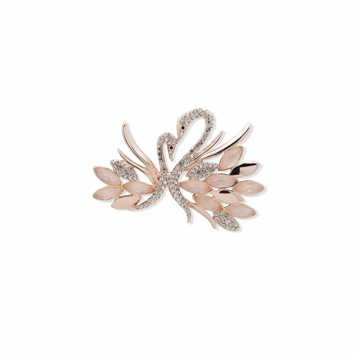 Anne Klein Rose Gold-Tone and Crystal Swan Pin