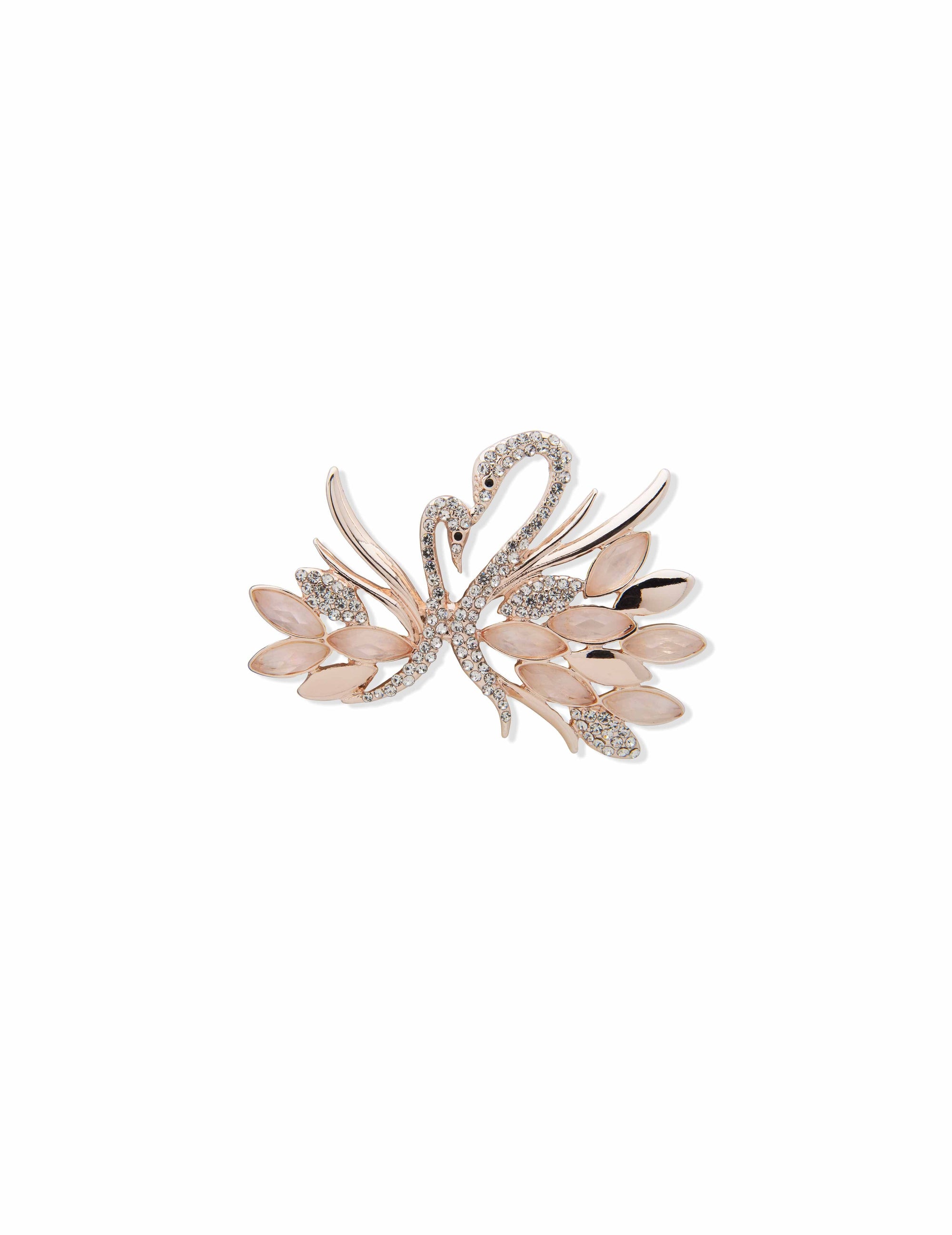 Anne Klein Rose Gold-Tone and Crystal Swan Pin - Main Image