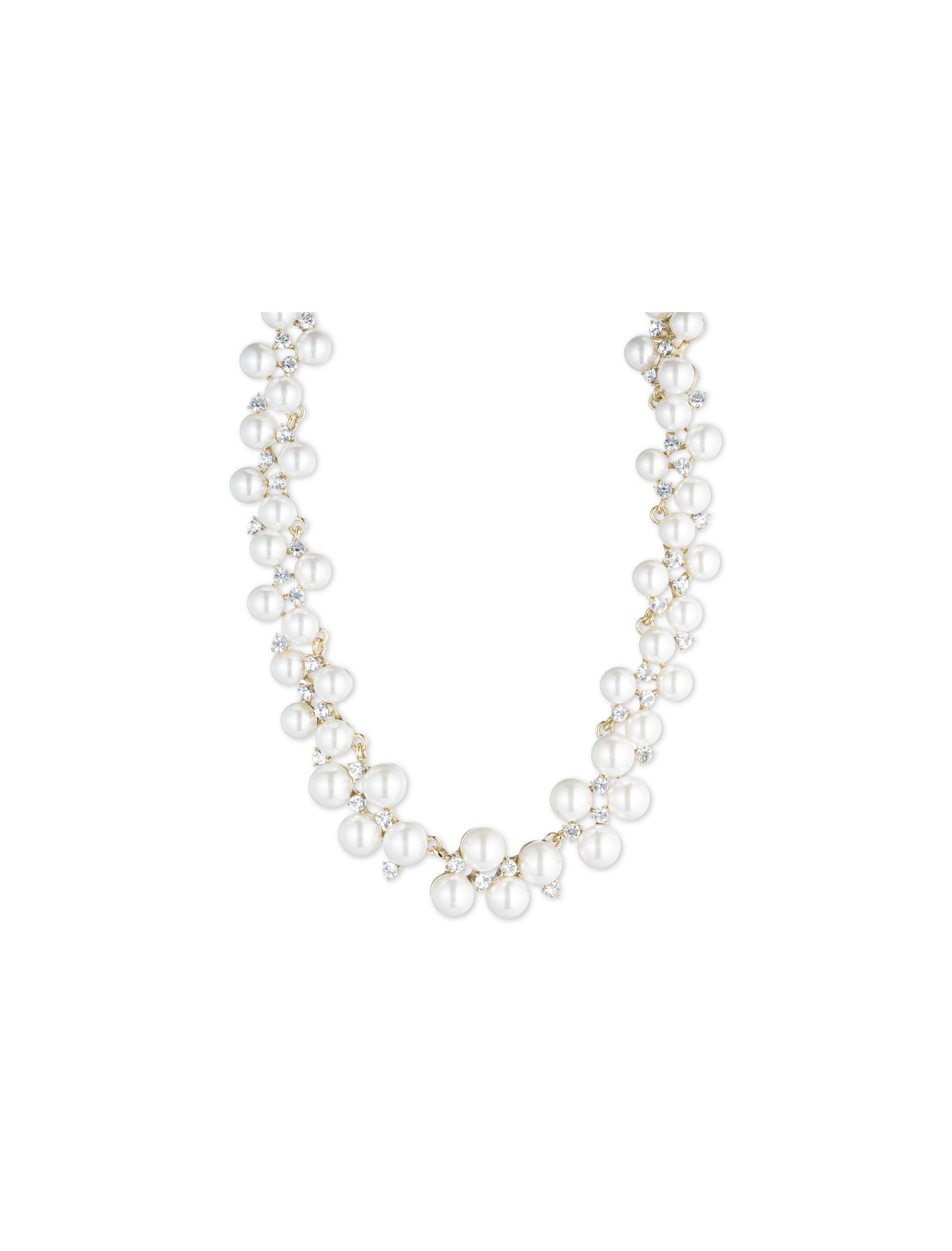Anne Klein Gold-Tone Clustered Faux Pearl and Crystal Necklace