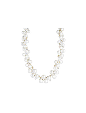 Anne Klein Gold-Tone Clustered Faux Pearl and Crystal Necklace