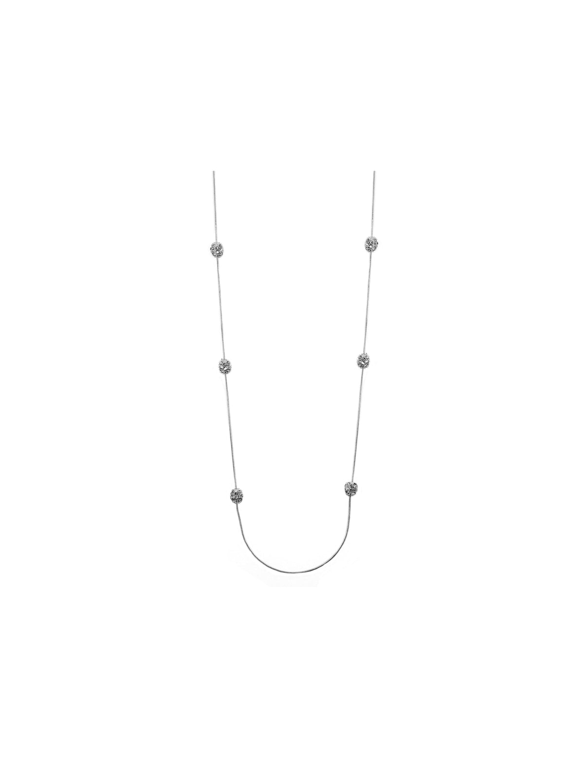 Anne Klein Silver-Tone Long Crystal Fireball Station Necklace