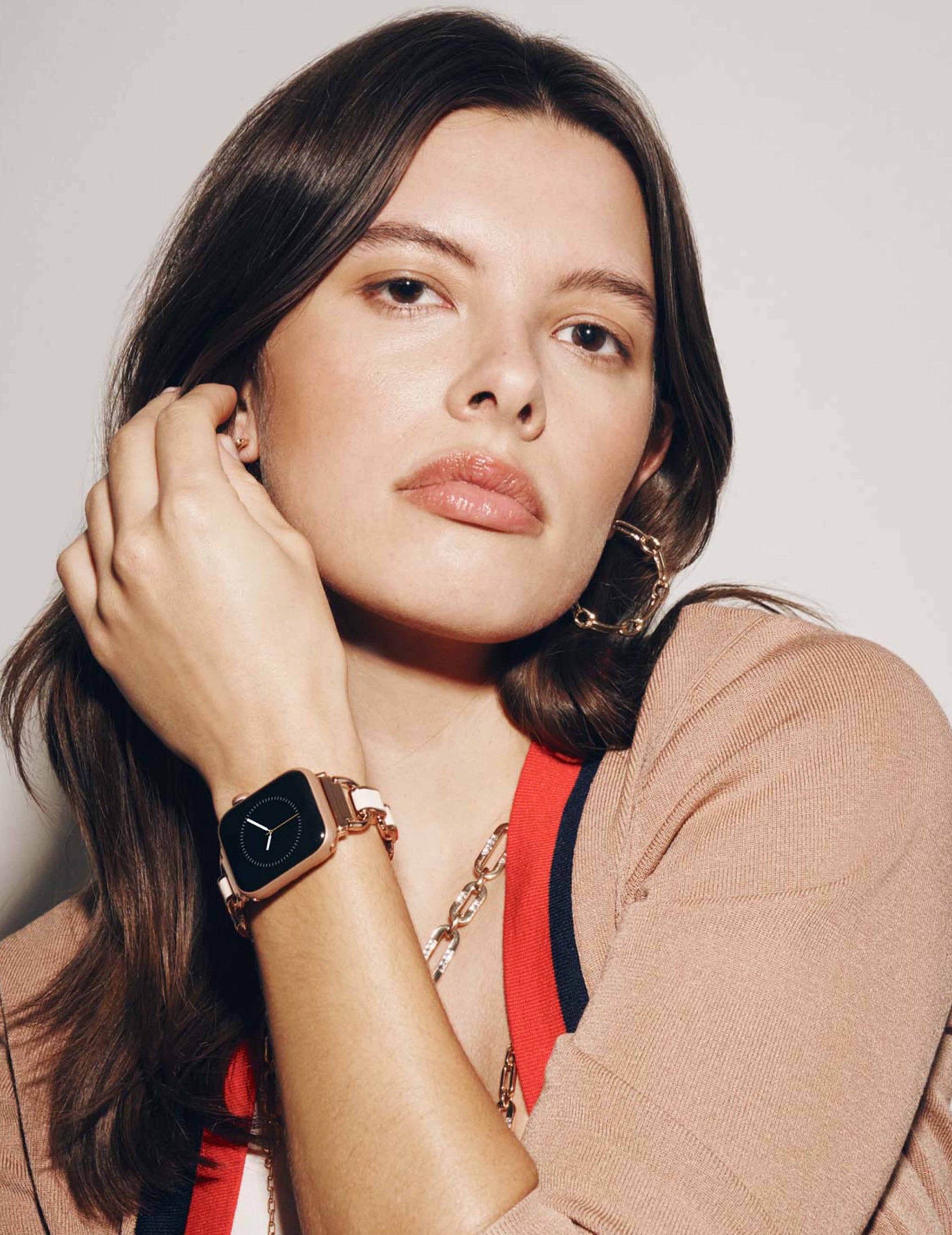 Anne Klein Apple Watch Link Band Rose Gold Enamel Link Bracelet