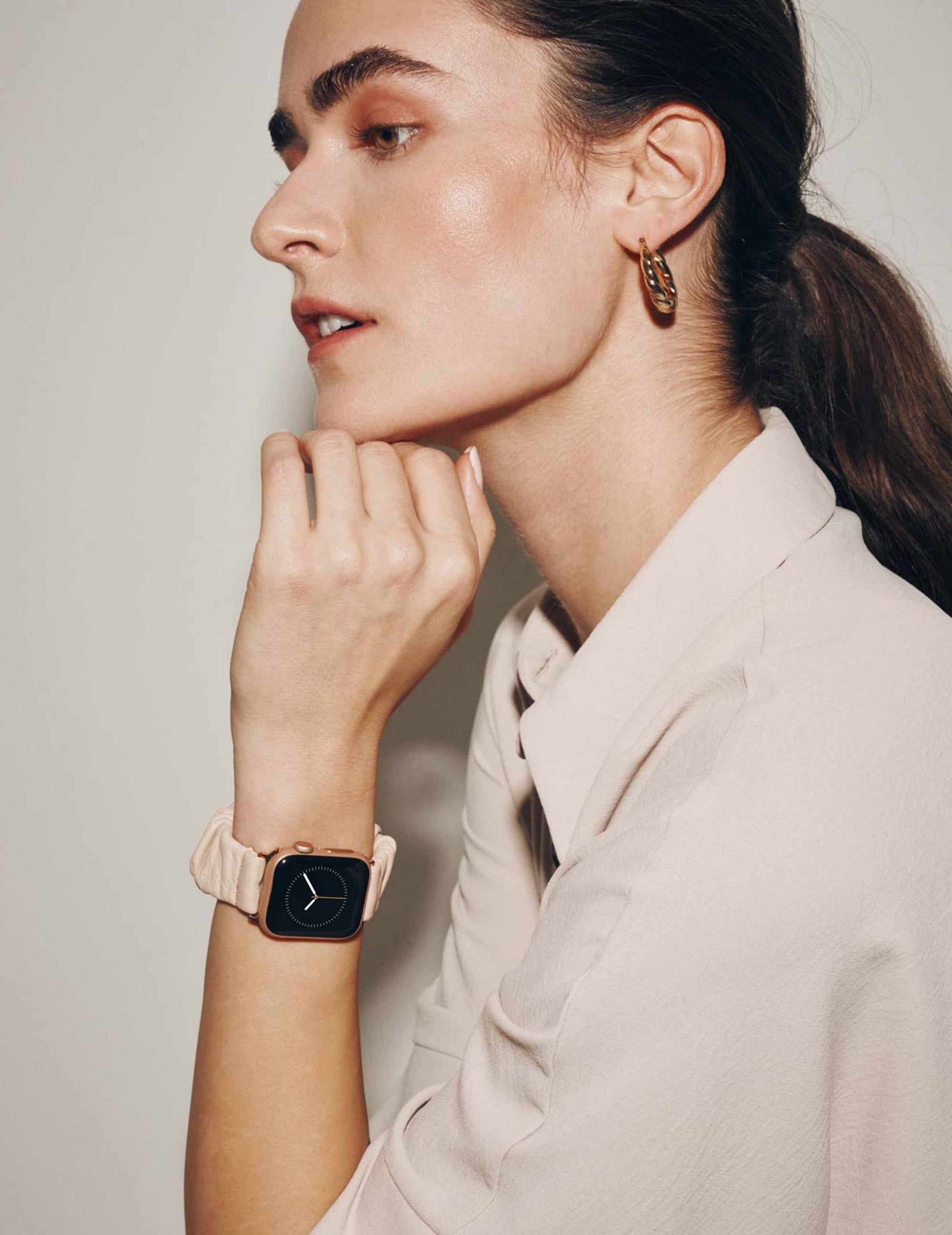 Anne Klein  Leather Scrunchie Elastic Band for Apple Watch®