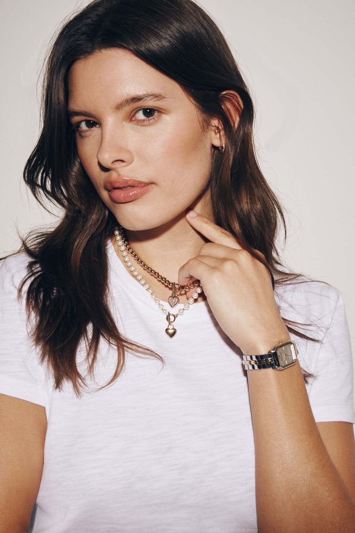 Anne Klein Crystal Heart Beaded Toggle Necklace