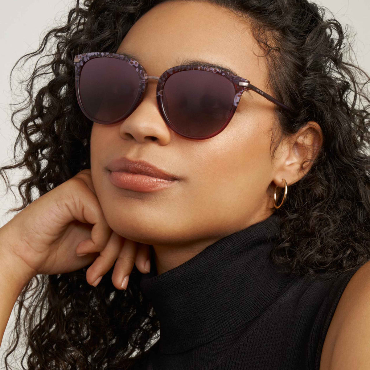 Anne Klein Sunglasses AK7052 001 Black Brown Striped Tiger Print Frames AK7052 Sunglasses - Anne Klein Authorized Retailer  main image 4