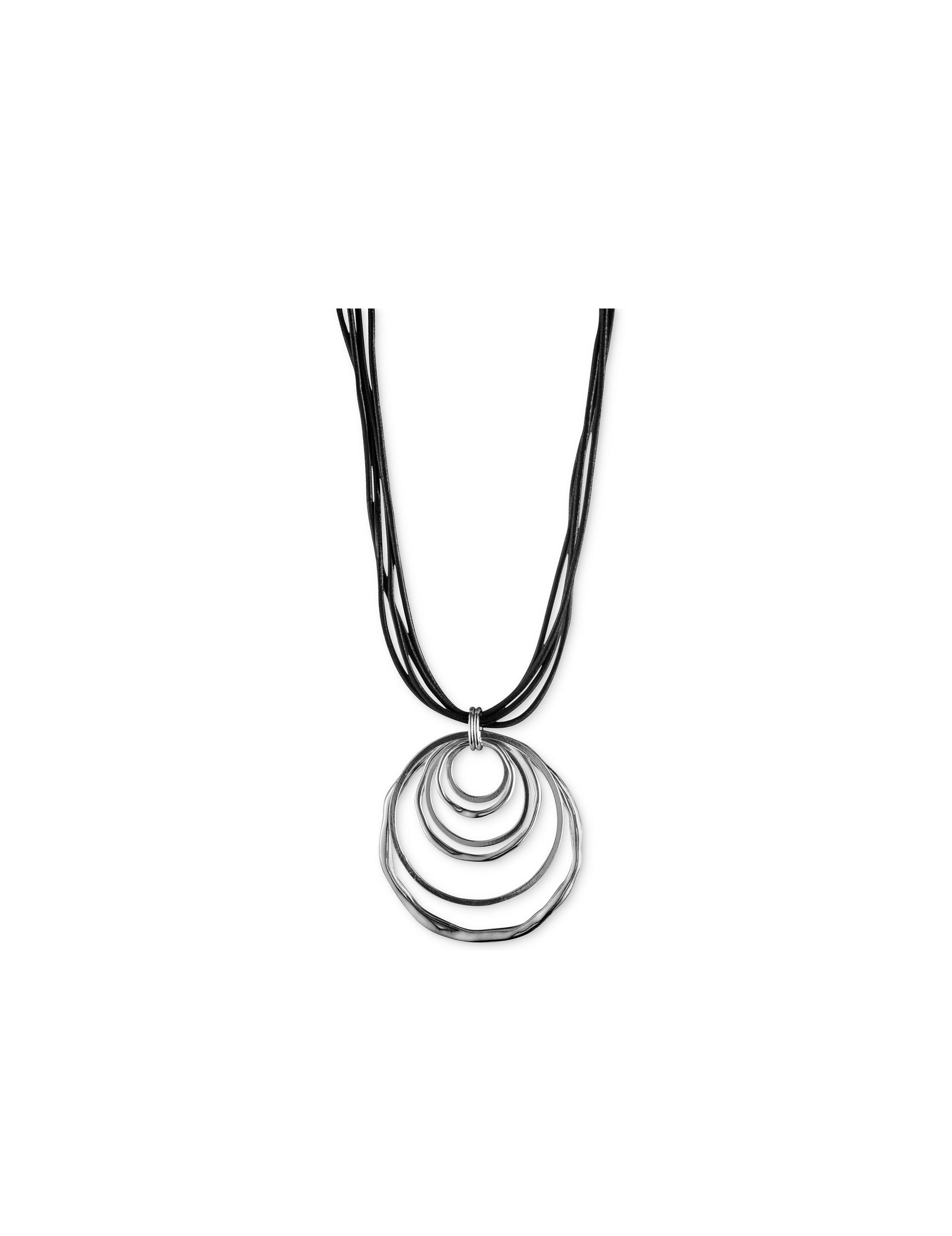 Anne Klein Silver-Tone&Black Multi Inter Hoop Large Pendant Necklace Silver/Black