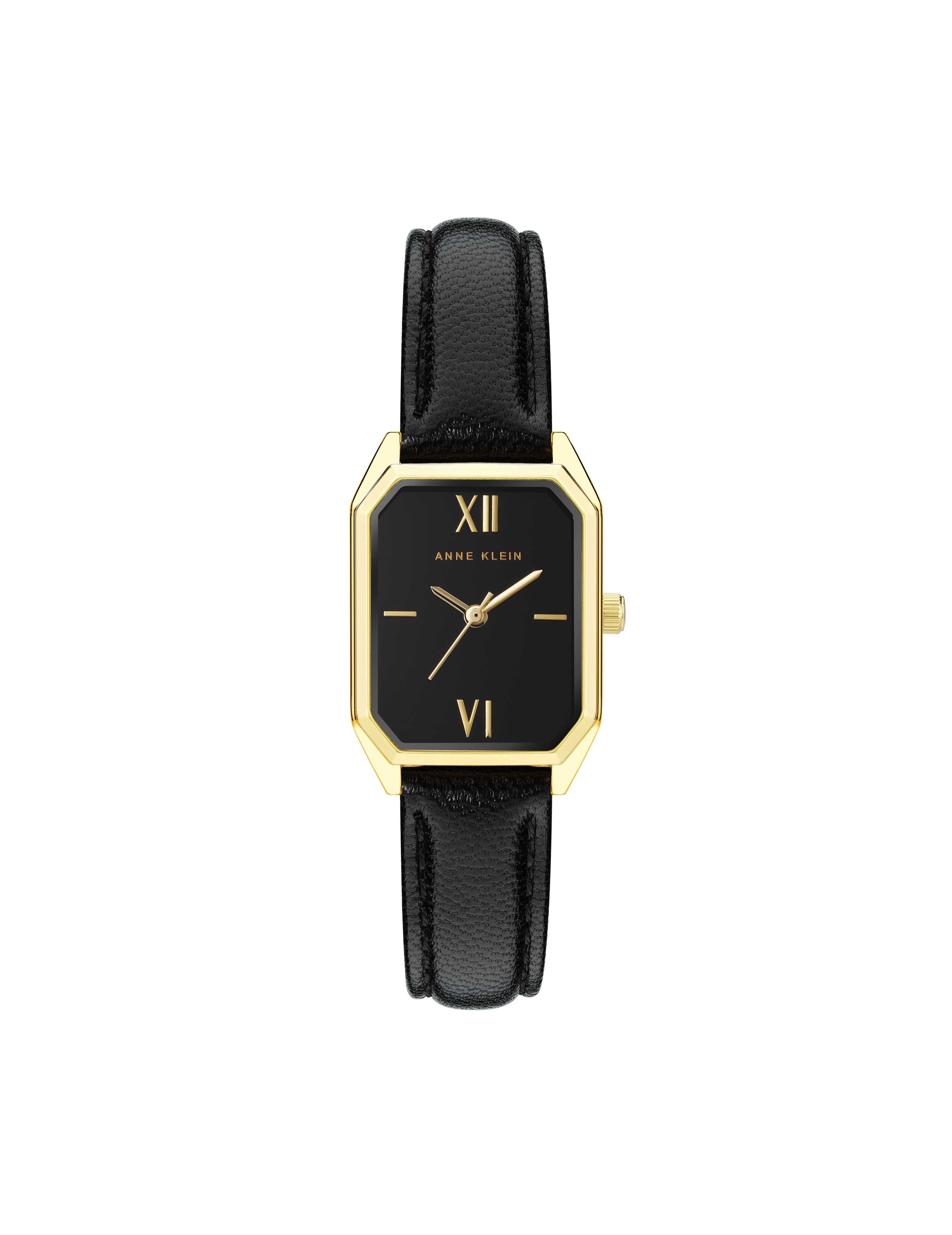 Anne Klein Gold-Tone Square Watch with Black Strap Timeless elegance ⌚️ ? Gold Watch (Anne Klein) Style  main image 2