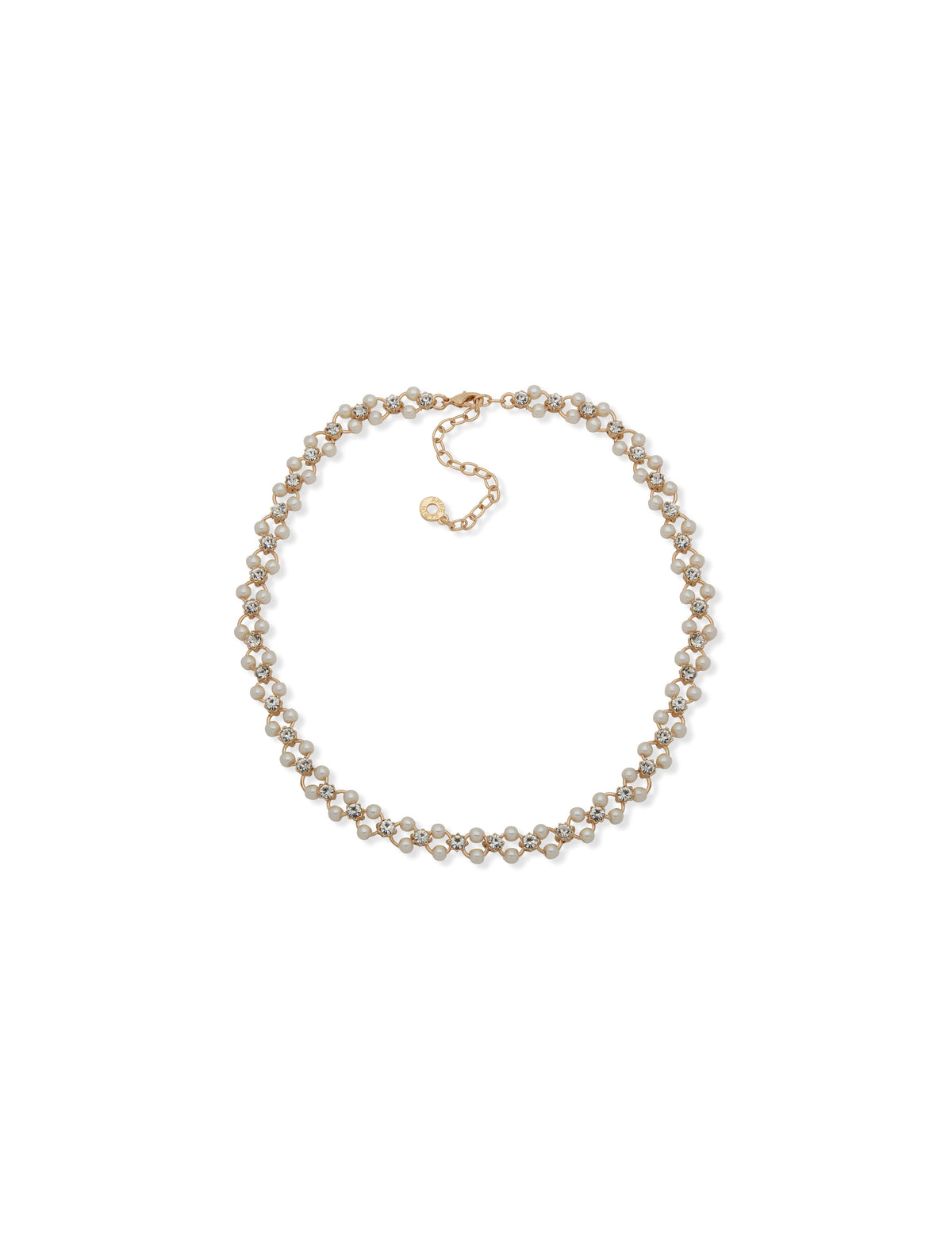 Anne Klein Gold-Tone Open Faux Pearl Station Collar Necklace
