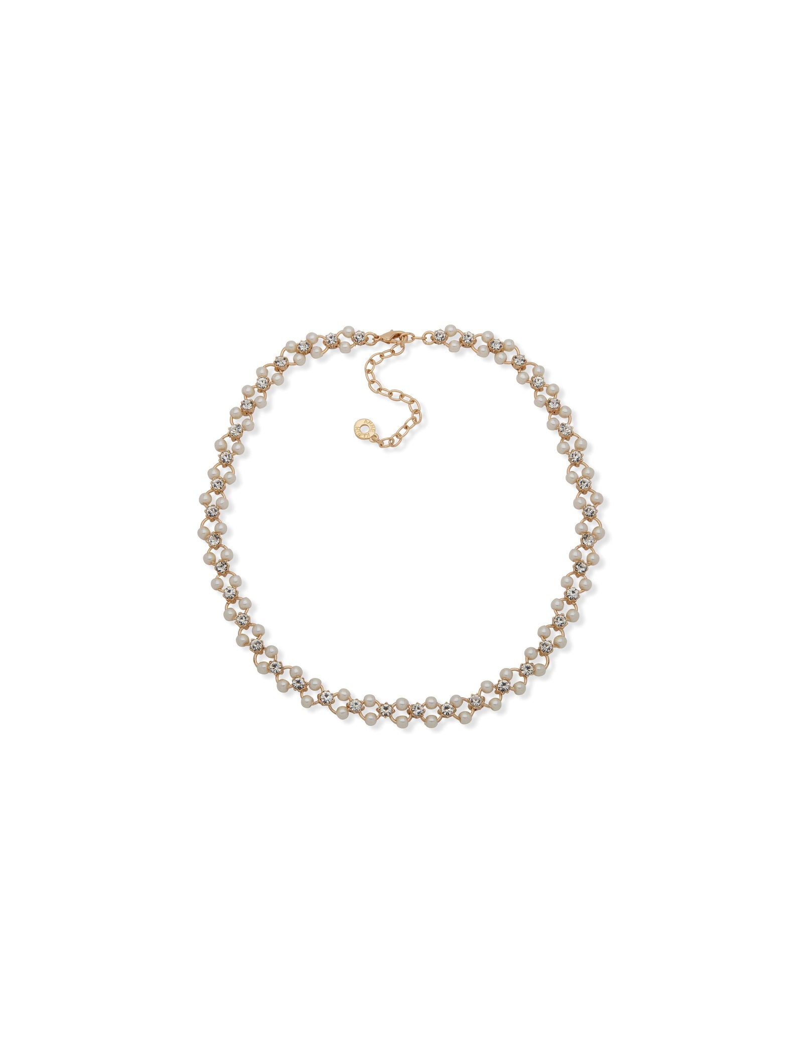 Anne Klein Gold-Tone Open Faux Pearl Station Collar Necklace