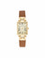 Anne Klein Brown&Gold-Tone Rectangular Case Leather Strap Watch