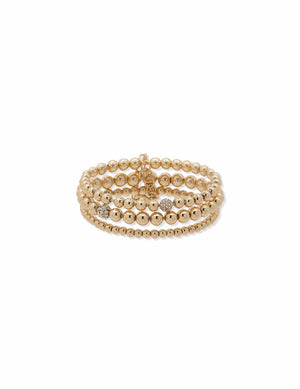 Anne Klein Gold-Tone Beaded 3 Stretch Bracelet
