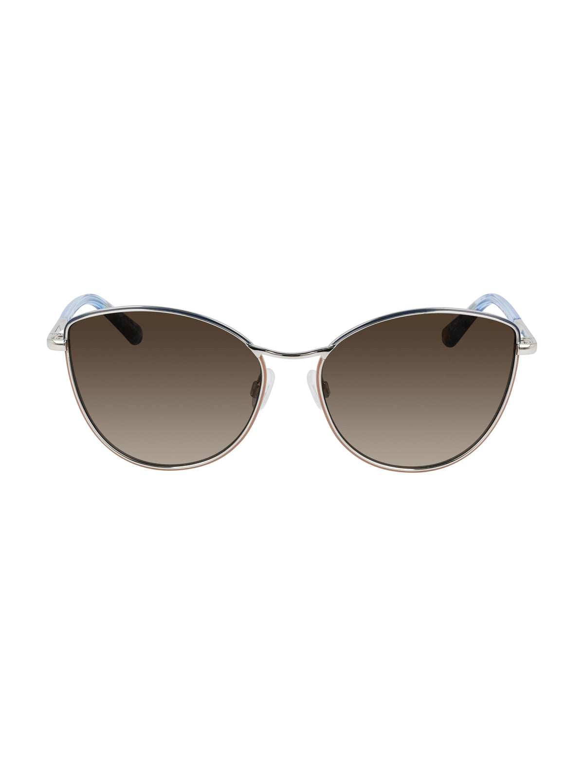 Anne Klein Silver Metal Cat-Eye Sunglasses