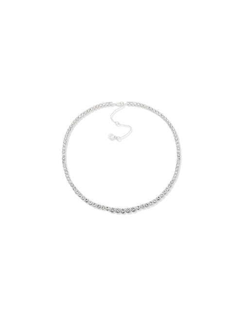Anne Klein Silver-Tone Prong Round Stone Collar Necklace