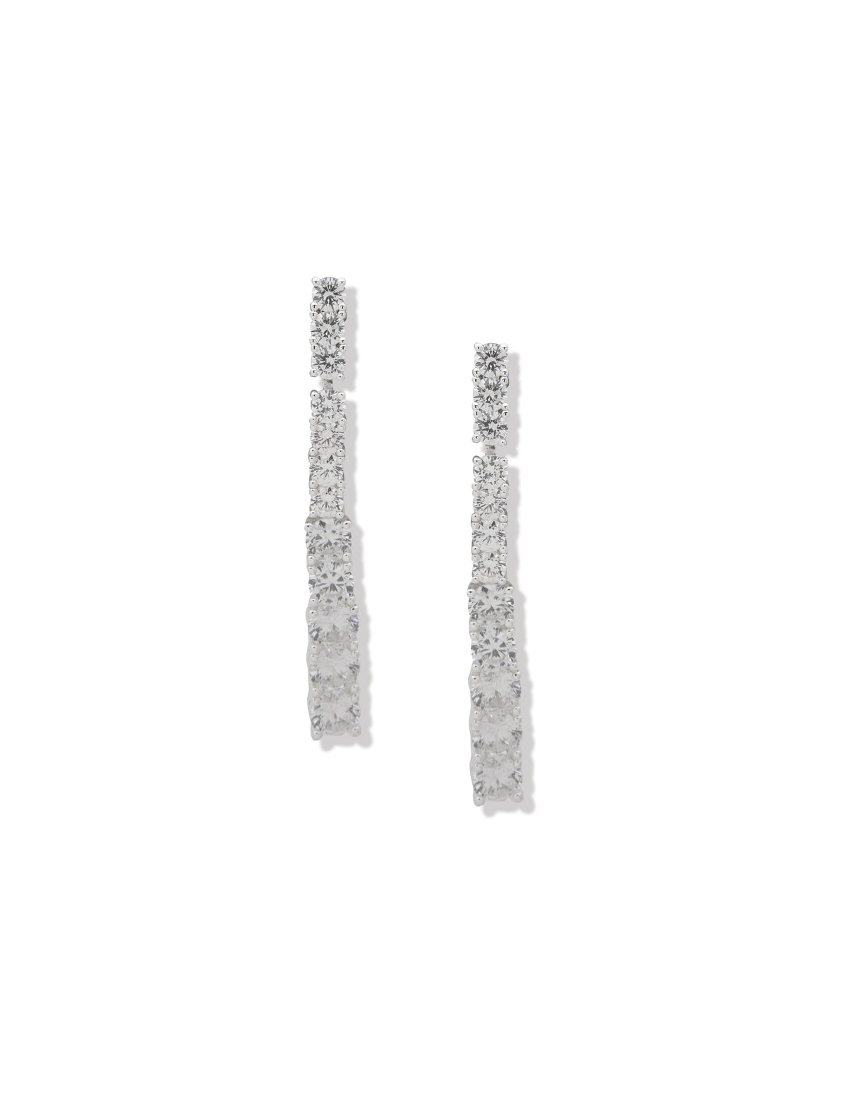 Anne Klein Silver-Tone Prong Round Stone Linear Earrings