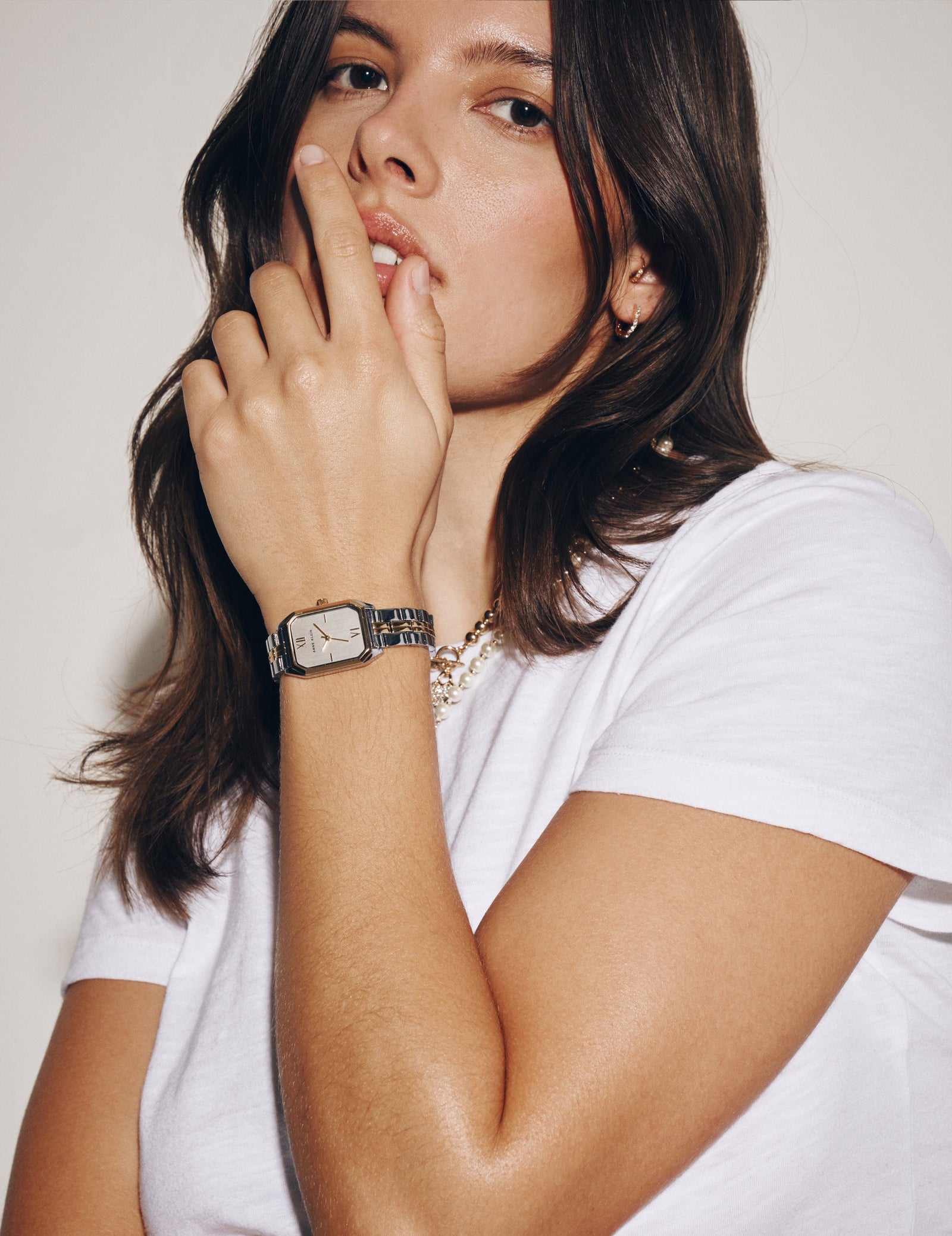 Anne Klein  Octagonal Shaped Metal Bracelet Watch