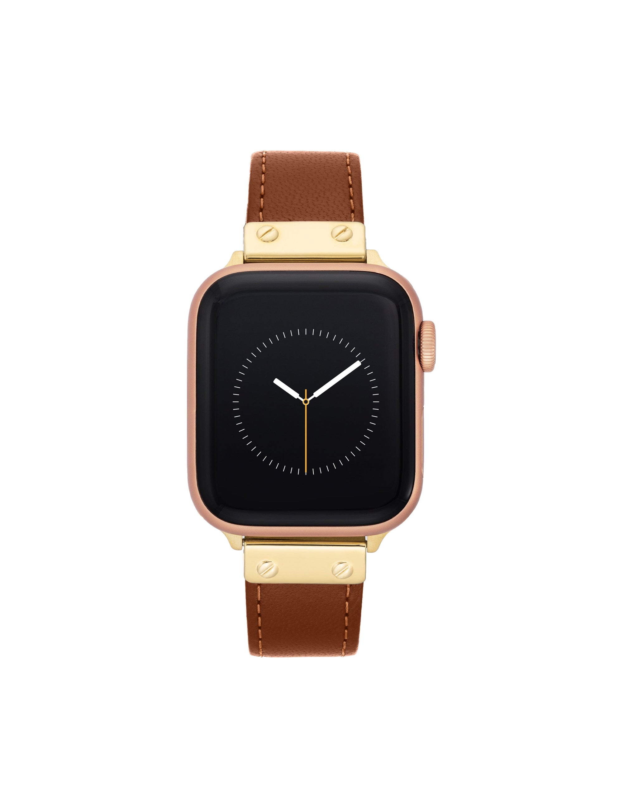 Anne Klein Gold-Tone/ Brown Leather Band for Apple Watch®