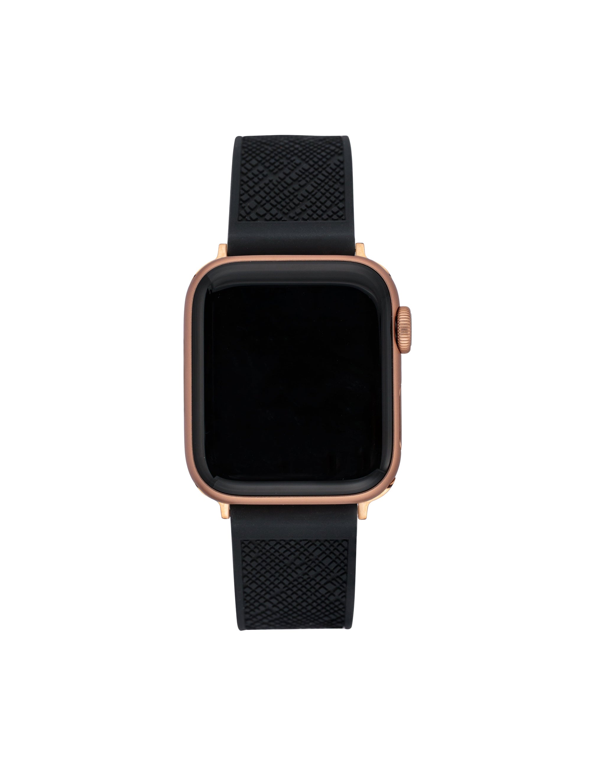 Anne Klein Black/Rose Gold-Tone Silicone Textured Band for Apple Watch®