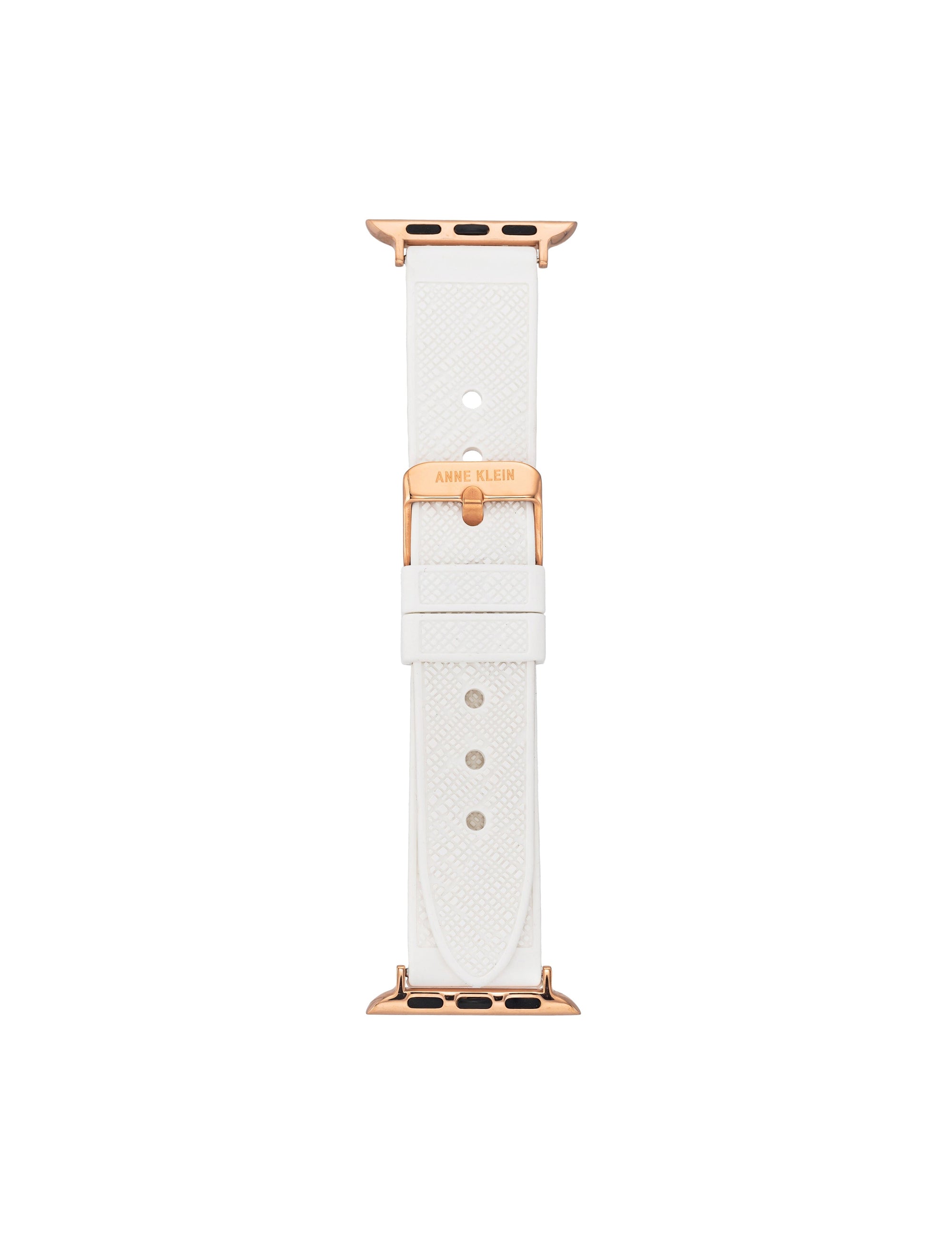 Anne Klein White/Rose Gold-Tone Silicone Textured Band for Apple Watch®