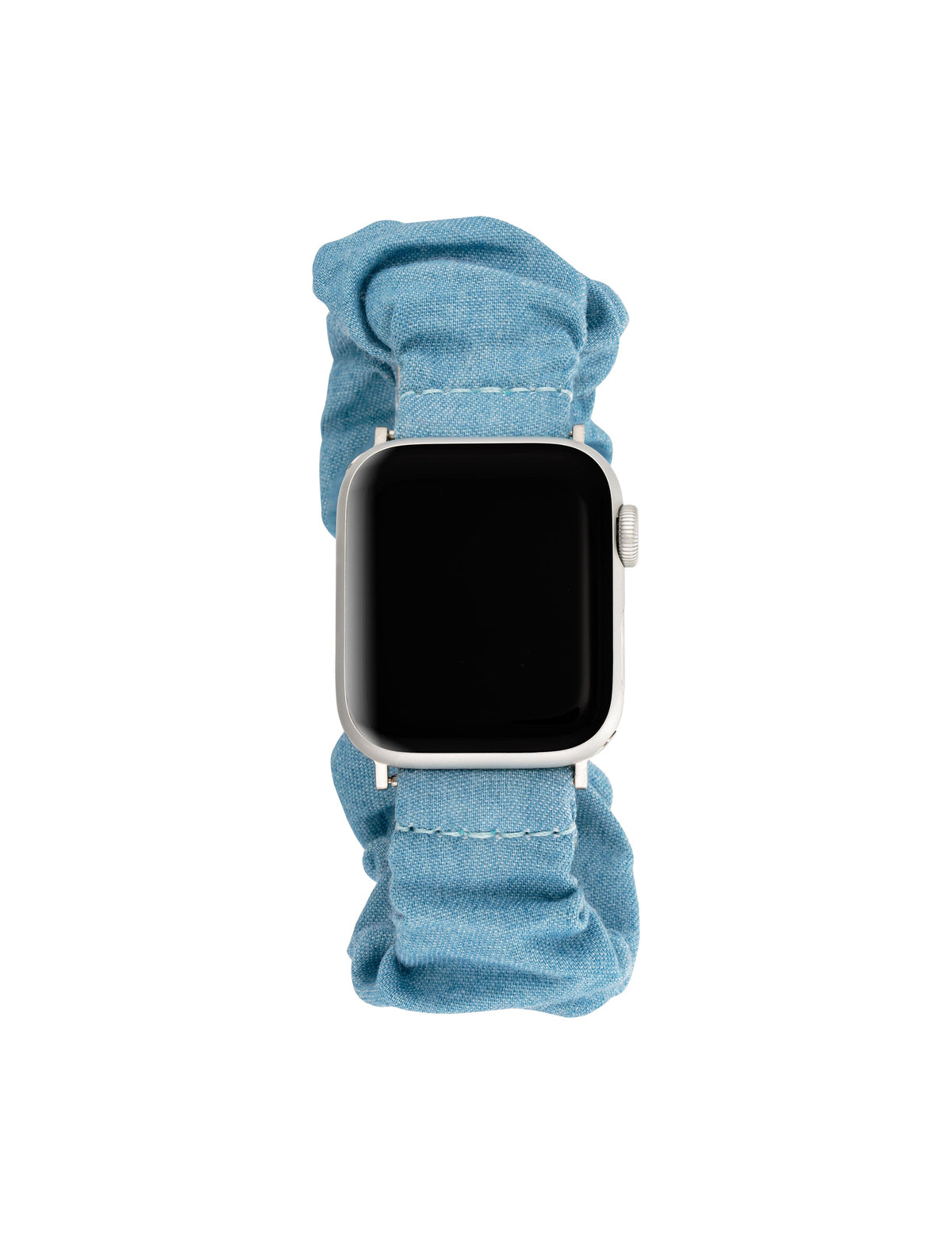 Anne Klein Light Blue Denim/Silver-Tone Denim Scrunchie Band for Apple Watch®