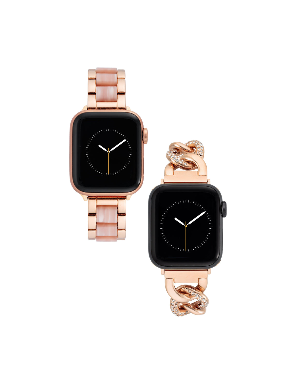 Anne Klein Pink/ Rose Gold-Tone Chain Bracelet and Resin Band Set for Apple Watch®