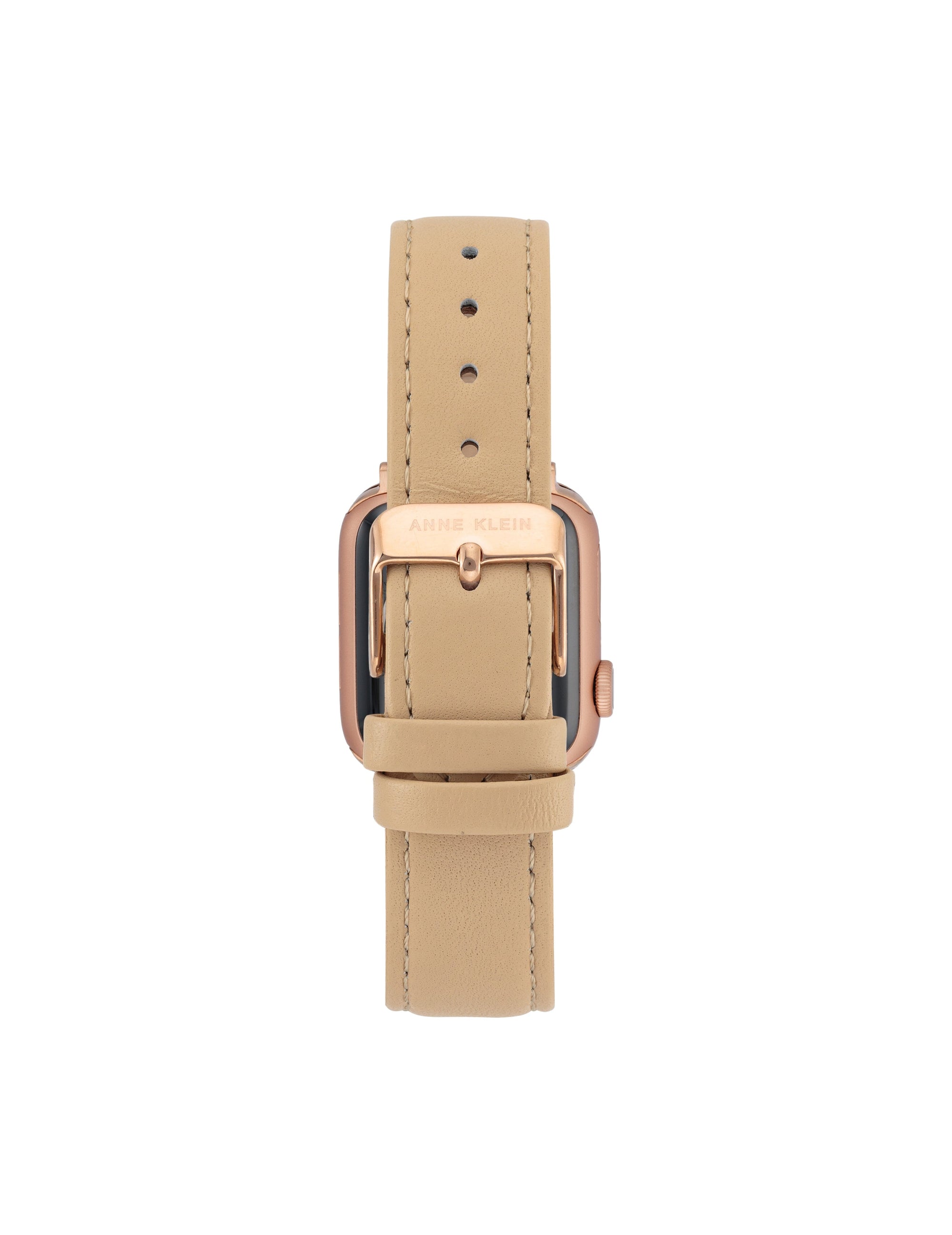 Anne Klein Blush/ Silver-Tone/ Rose Gold-Tone Chain Link Bracelet and Leather Band Set for Apple Watch®
