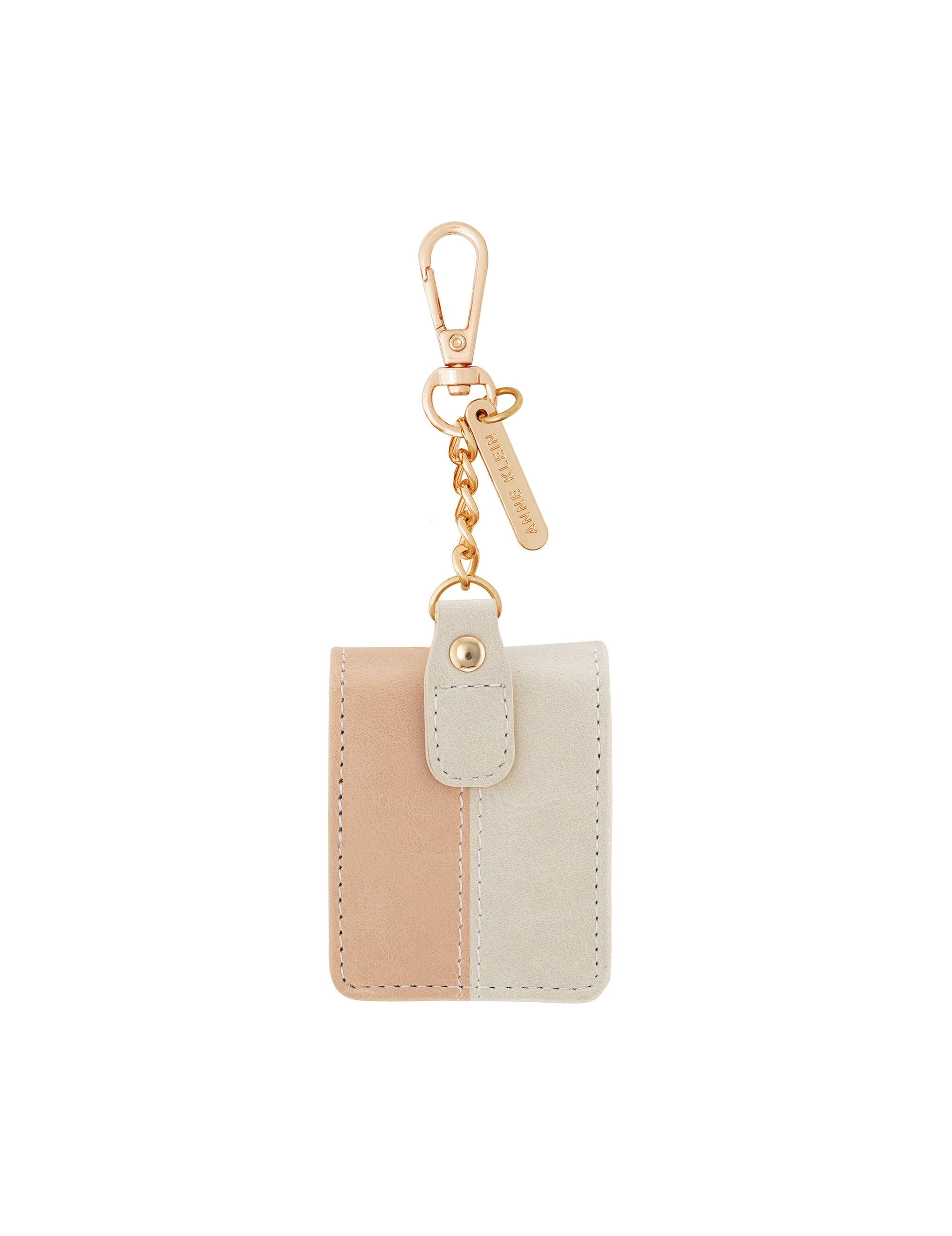 Anne Klein Beige/Blush/Gold-Tone Faux Leather Airpods® Case with Key Chain