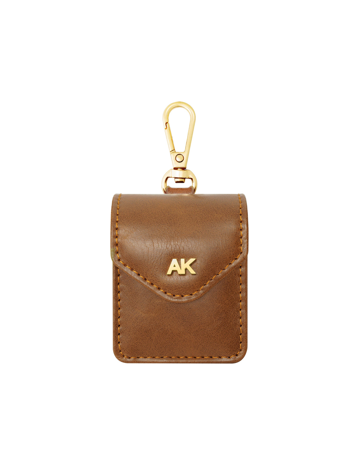 Anne Klein Honey Brown/Gold-Tone Faux Leather Airpods® Case with Spring Clip