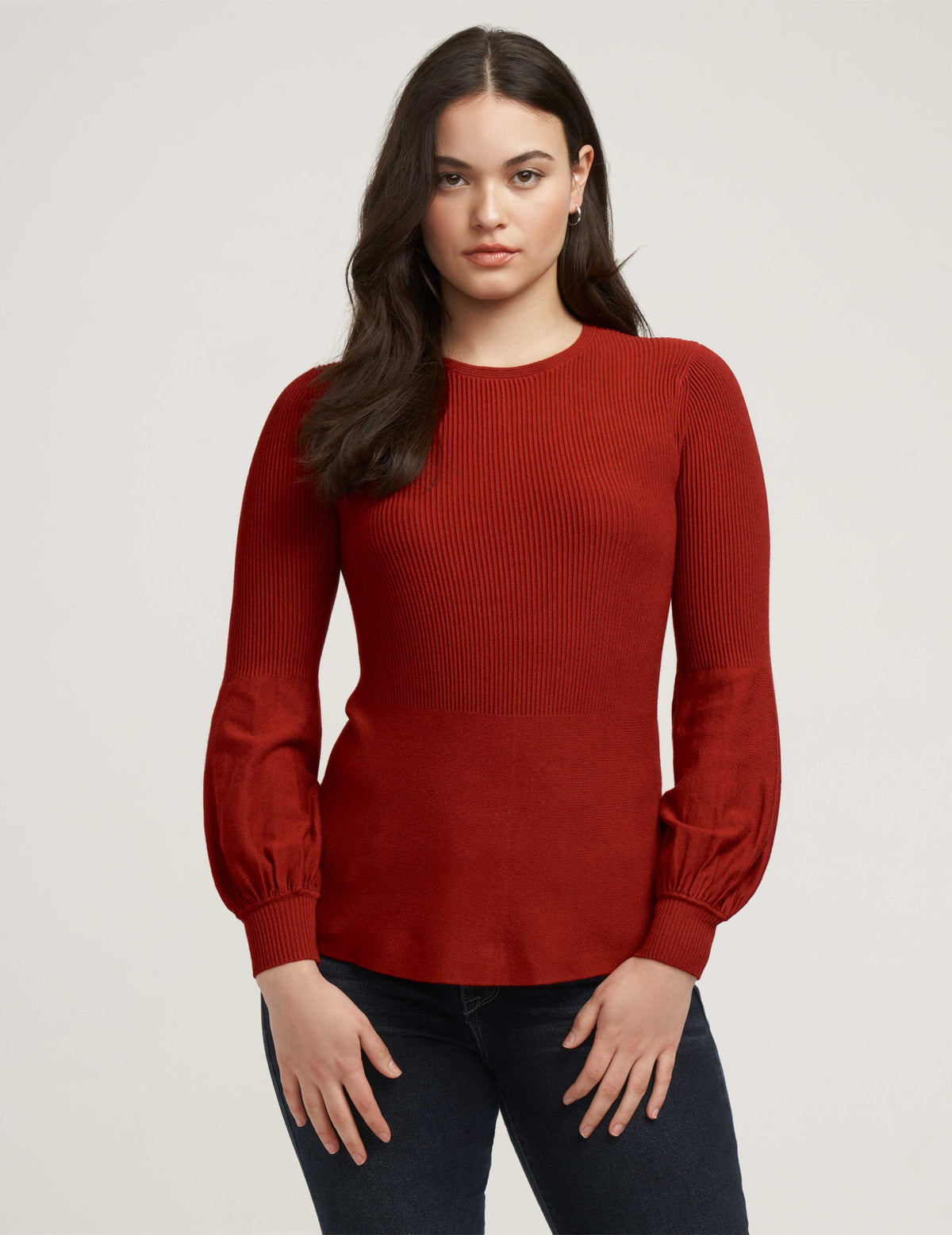 Anne Klein Titian Red Balloon Sleeve Sweater- Clearance