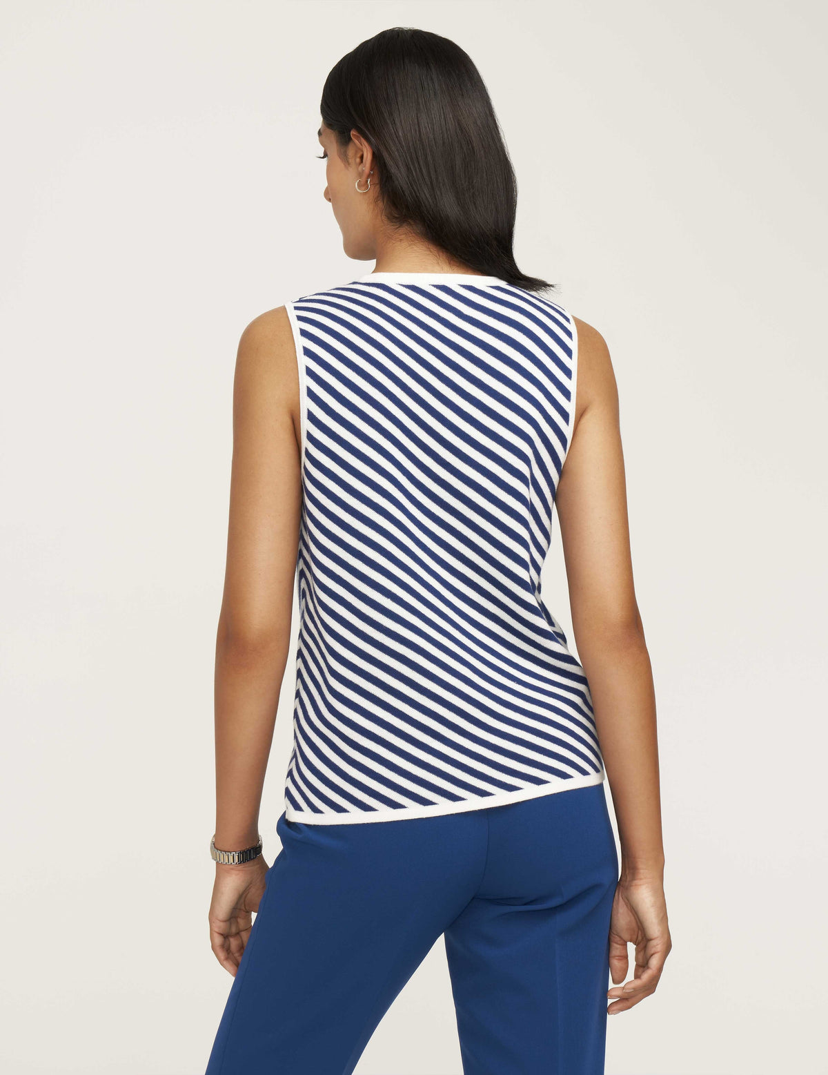 Anne Klein  Bias Stripe Crewneck Tank- Sale