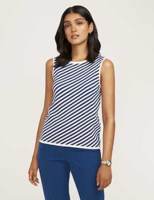 Anne Klein  Bias Stripe Crewneck Tank- Sale