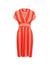 Anne Klein Poppy/Anne White Bilbao Stripe V-Neck Short Sleeve Dress- Clearance