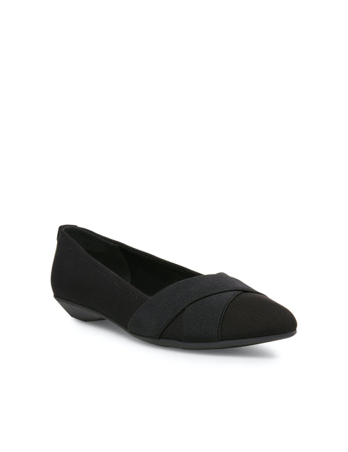 Anne Klein Black Fabric Oalise Flat