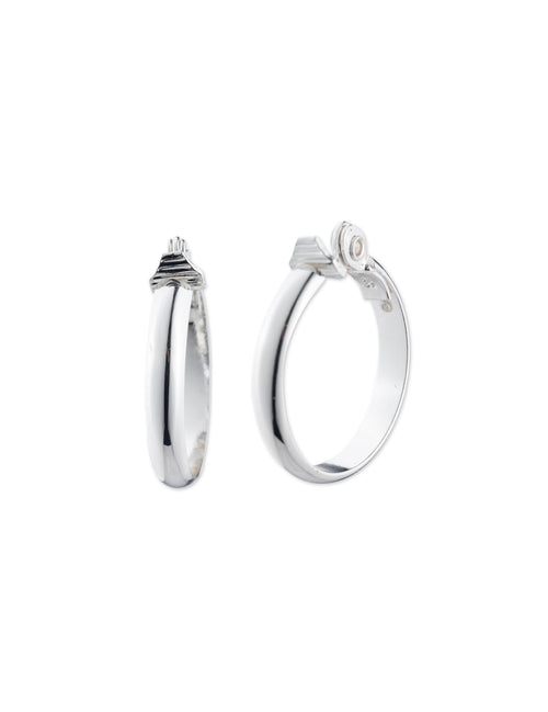 Anne Klein Silver-Tone Silver-Tone Hoop Clip Earrings