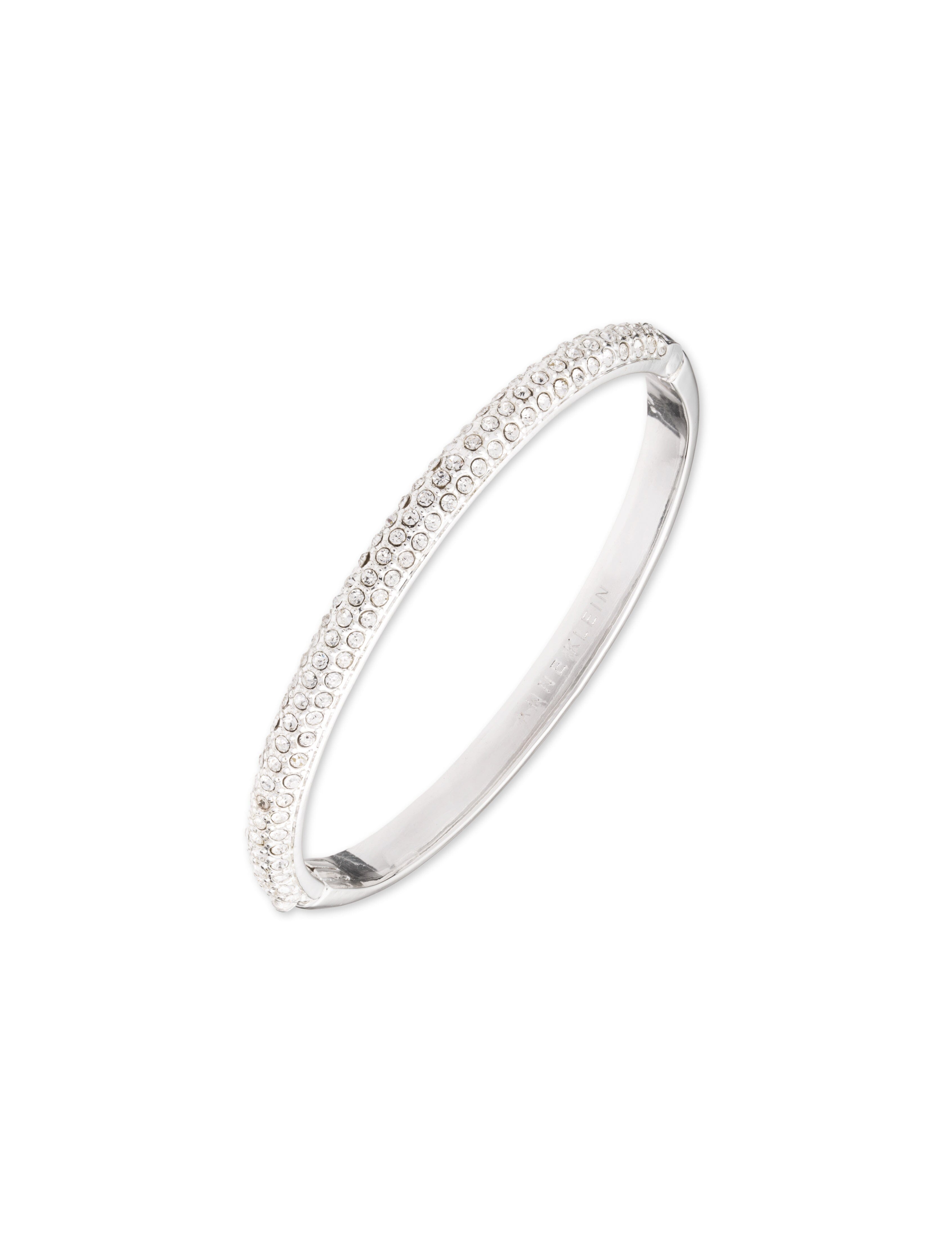 Crystal Pave Bangle Bracelet Silver Anne Klein