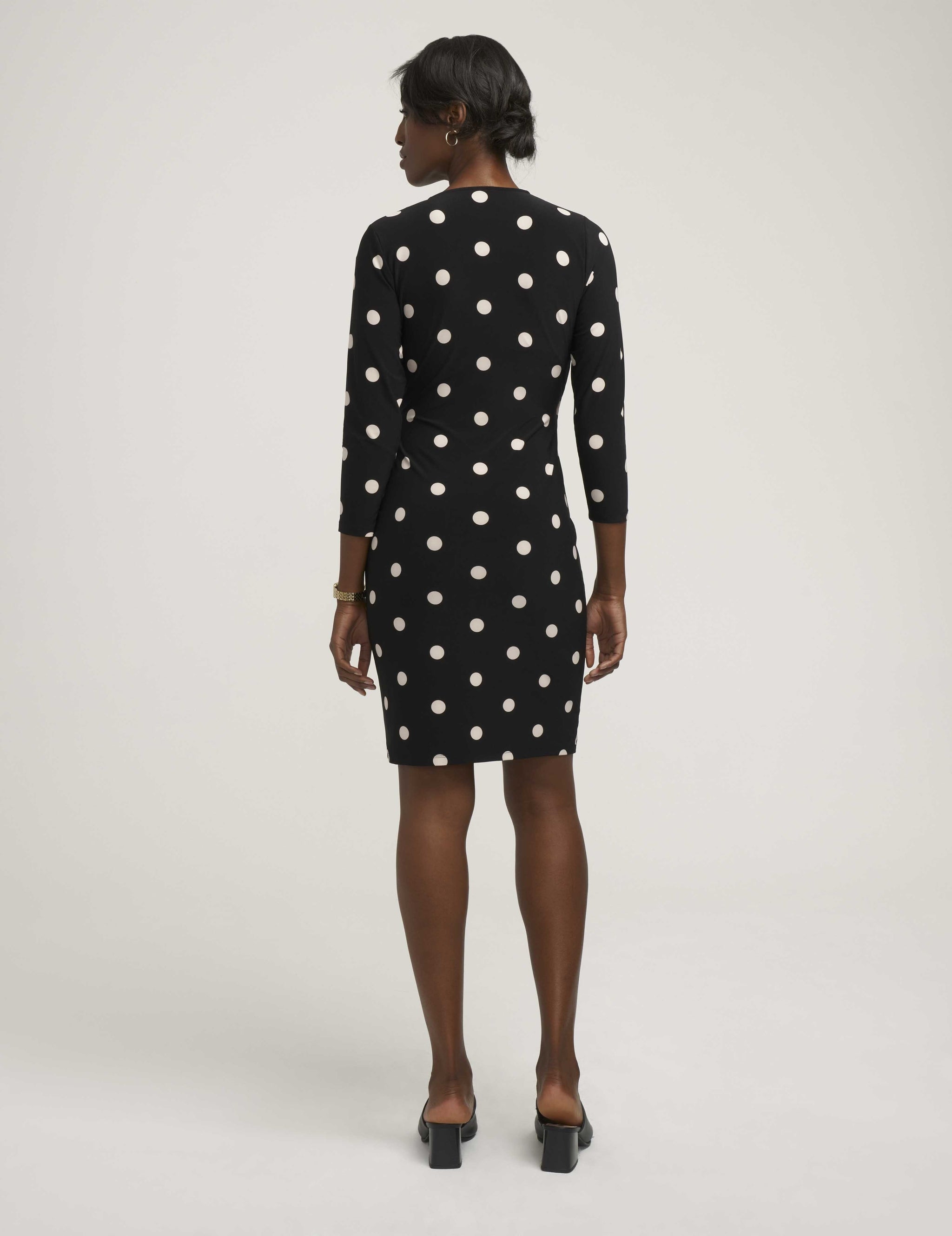 Anne Klein Polka Dot Bracelet Sleeve Wrap Dress Anne Black/Anne White Anne Klein Polka Dot Bracelet Sleeve Wrap Dress Anne Black/Anne White