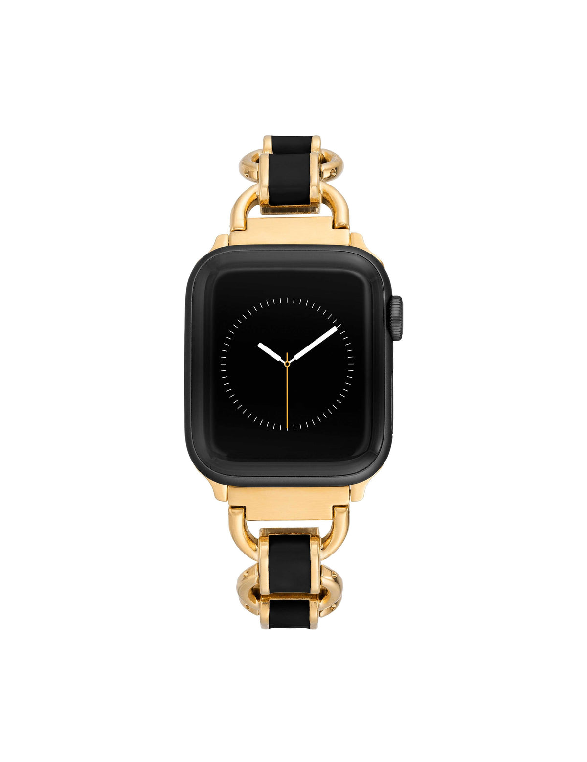 Anne Klein Black/Gold-Tone Enamel Link Bracelet Band for Apple Watch®