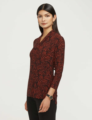 Anne Klein  Three-Quarter Sleeve Triple Pleat Top- Sale