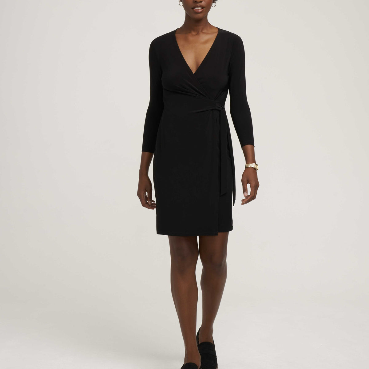 Anne Klein Classic Wrap Dress, Women's, Size: XS, Black
