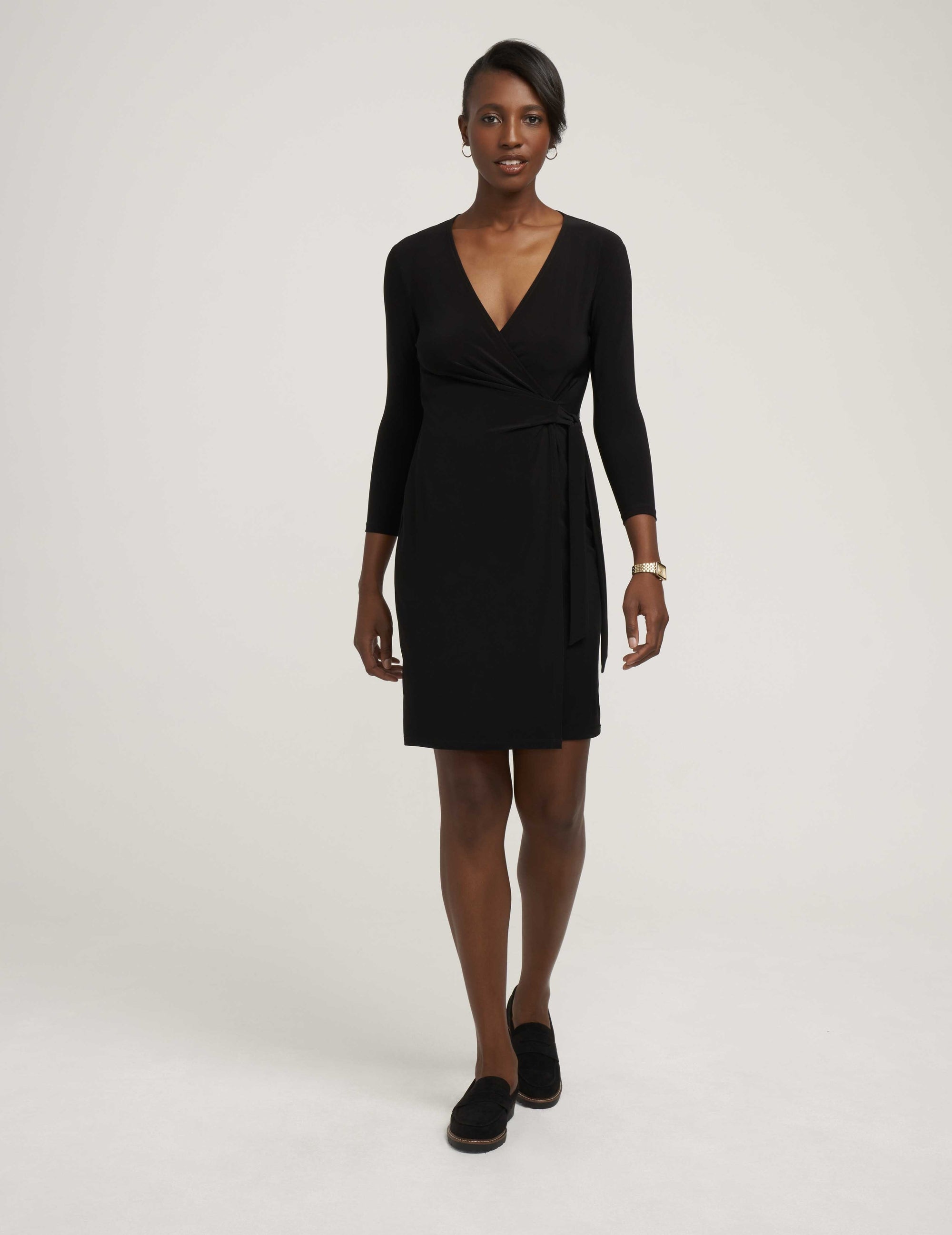 Anne Klein Black Faux Wrap Dress - Main Image