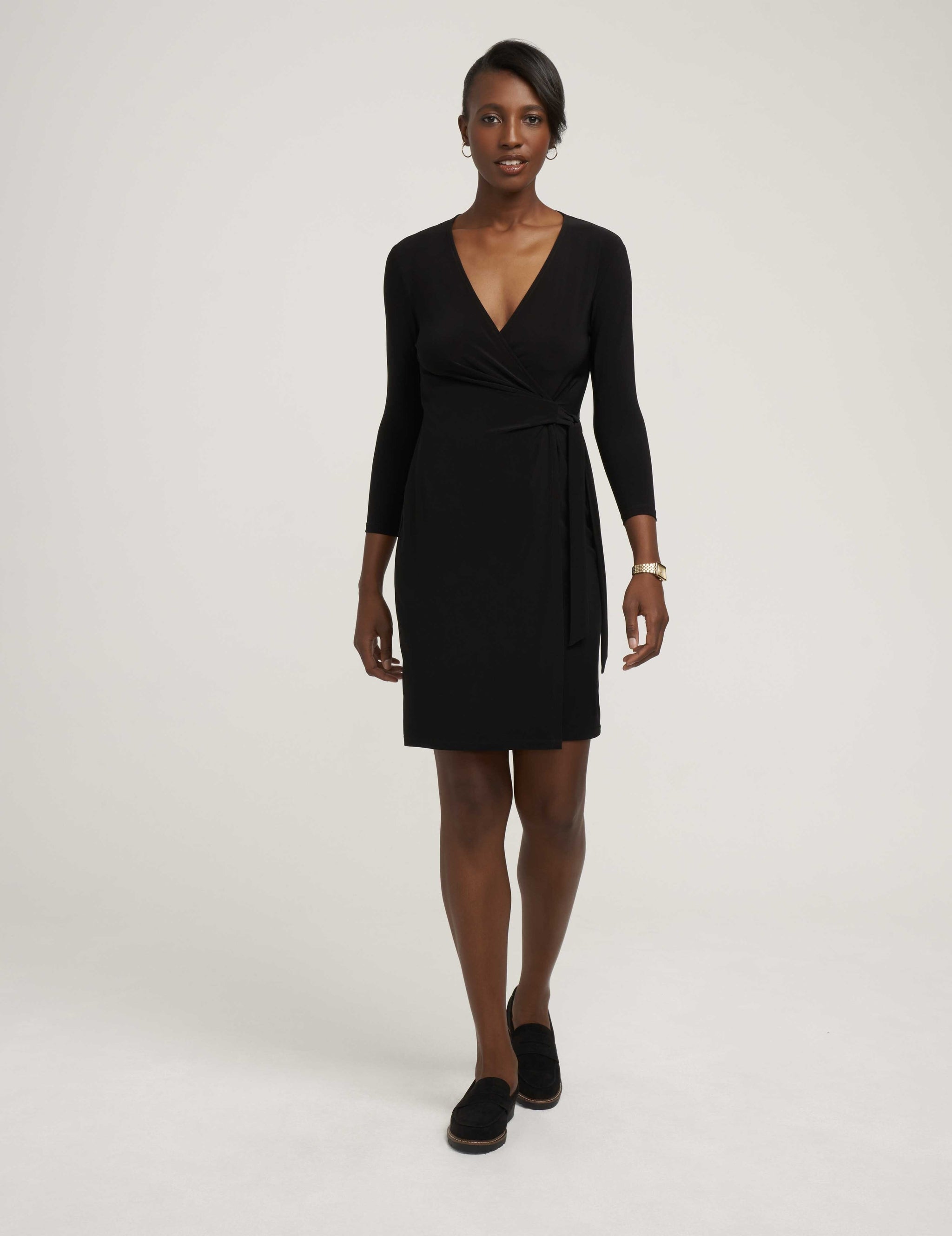 Anne Klein Black Faux Wrap Dress