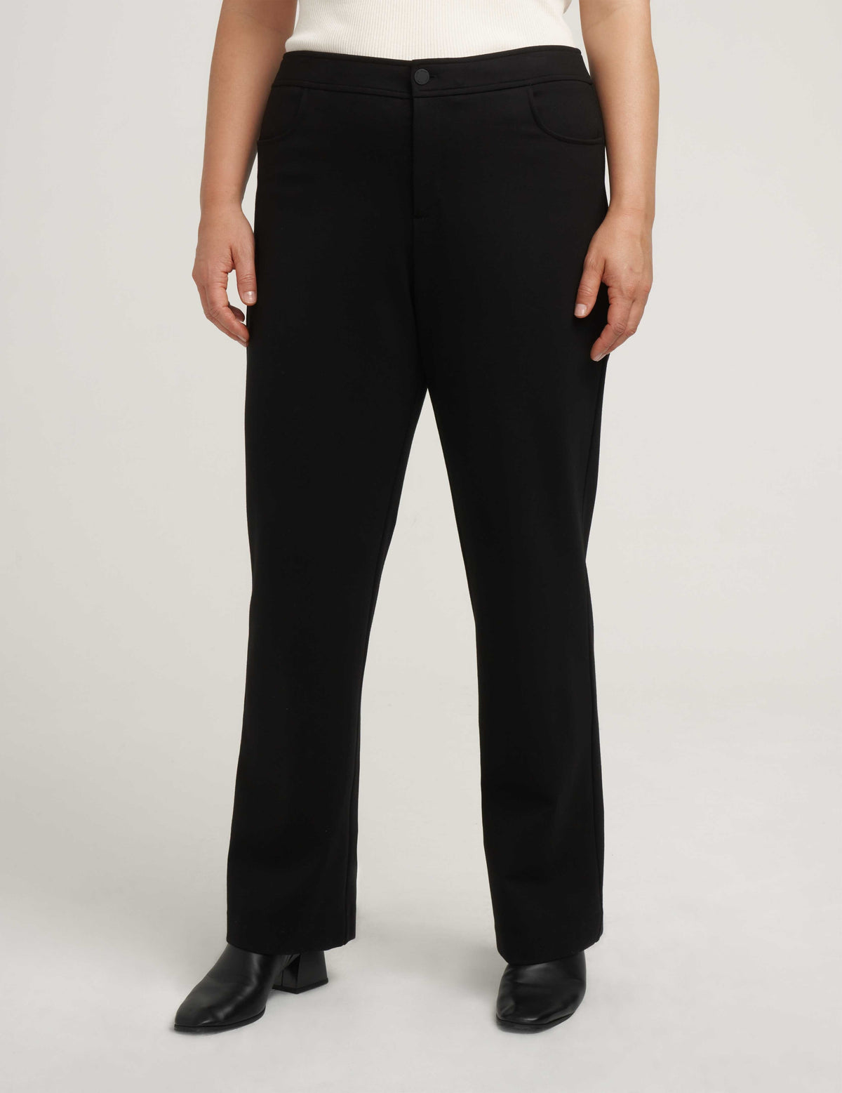 Anne Klein Anne Black Plus Size Fly Front Boot Cut Pant