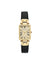 Anne Klein Black&Gold-Tone Rectangular Case Leather Strap Watch