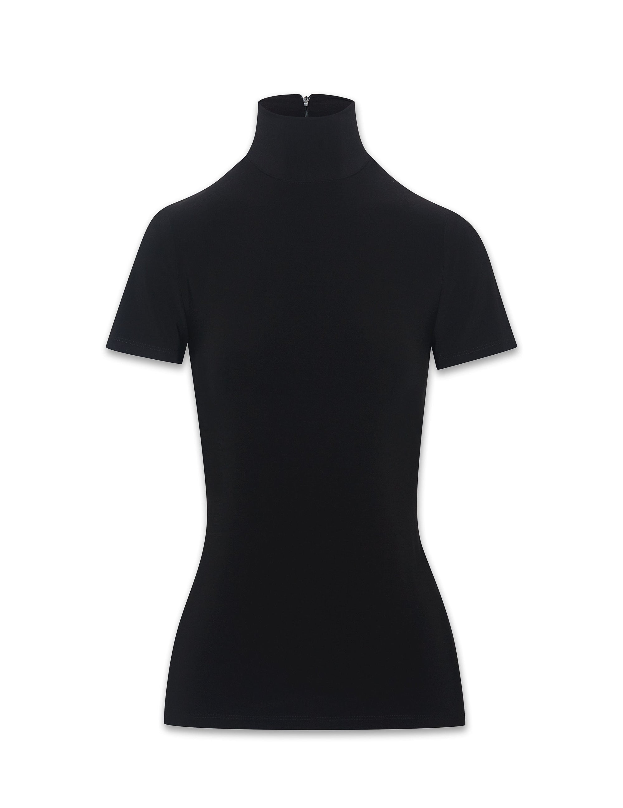 Anne Klein Black Short Sleeve Mock Neck Top