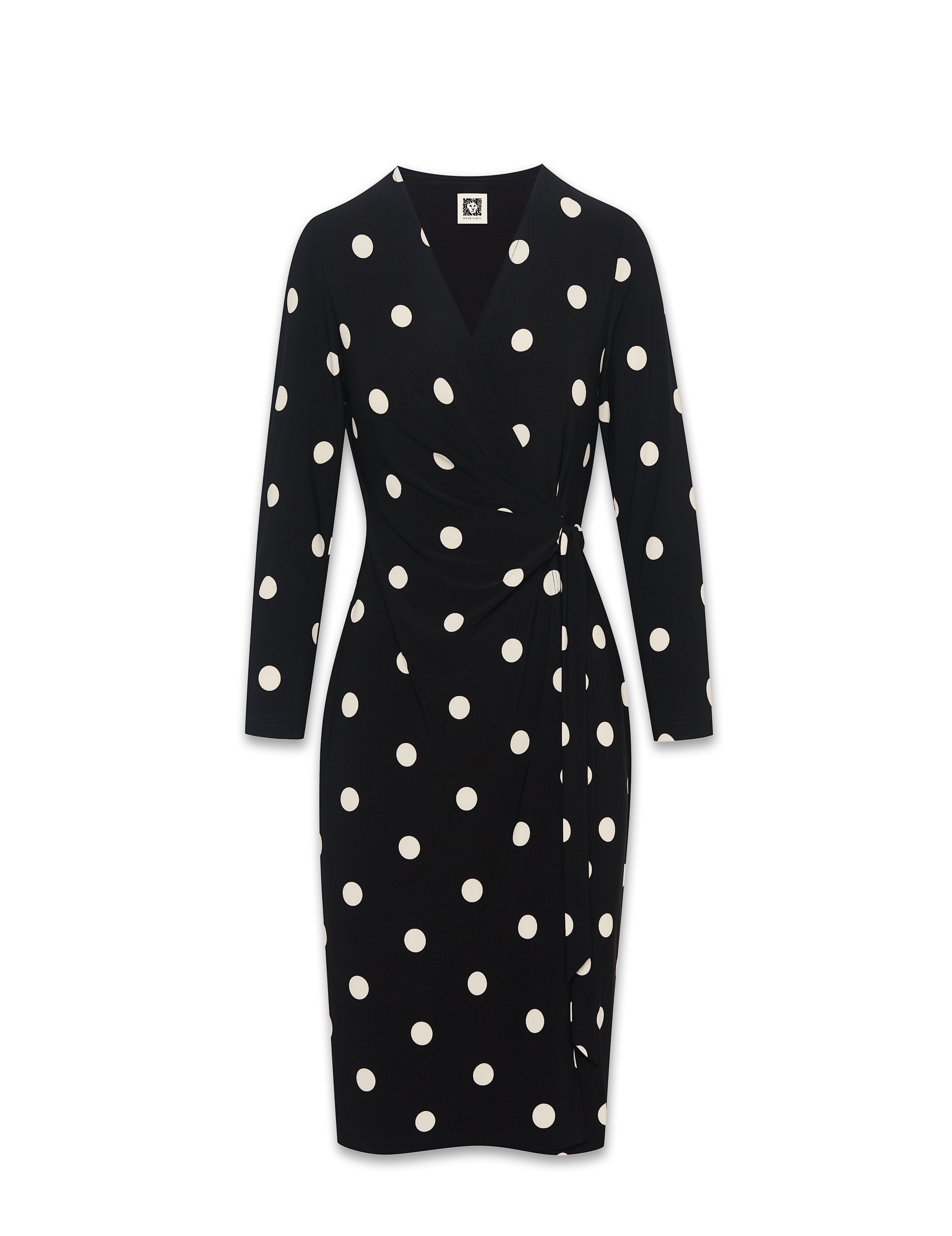Anne Klein Polka Dot Bracelet Sleeve Wrap Dress Anne Black/Anne White
