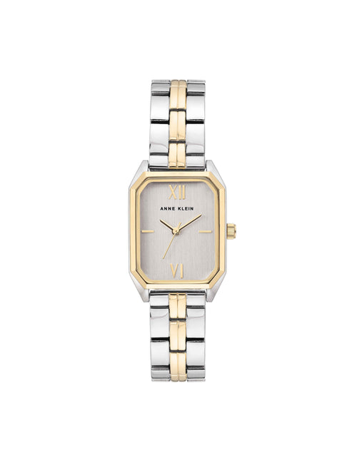 Anne Klein Silver&Gold Octagonal Shaped Metal Bracelet Watch