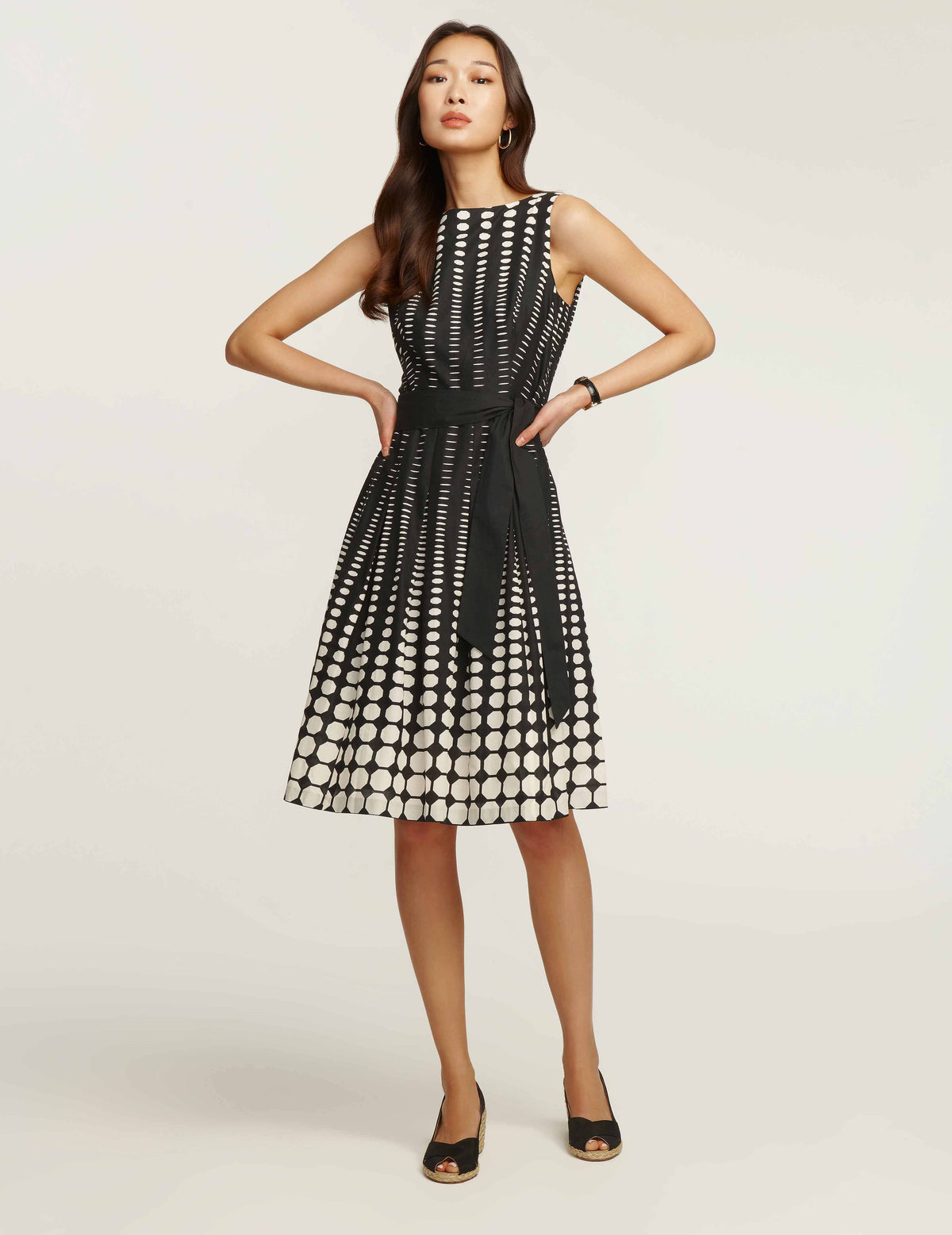 Anne Klein  Octo Fade Cotton Dress with Sash- Sale