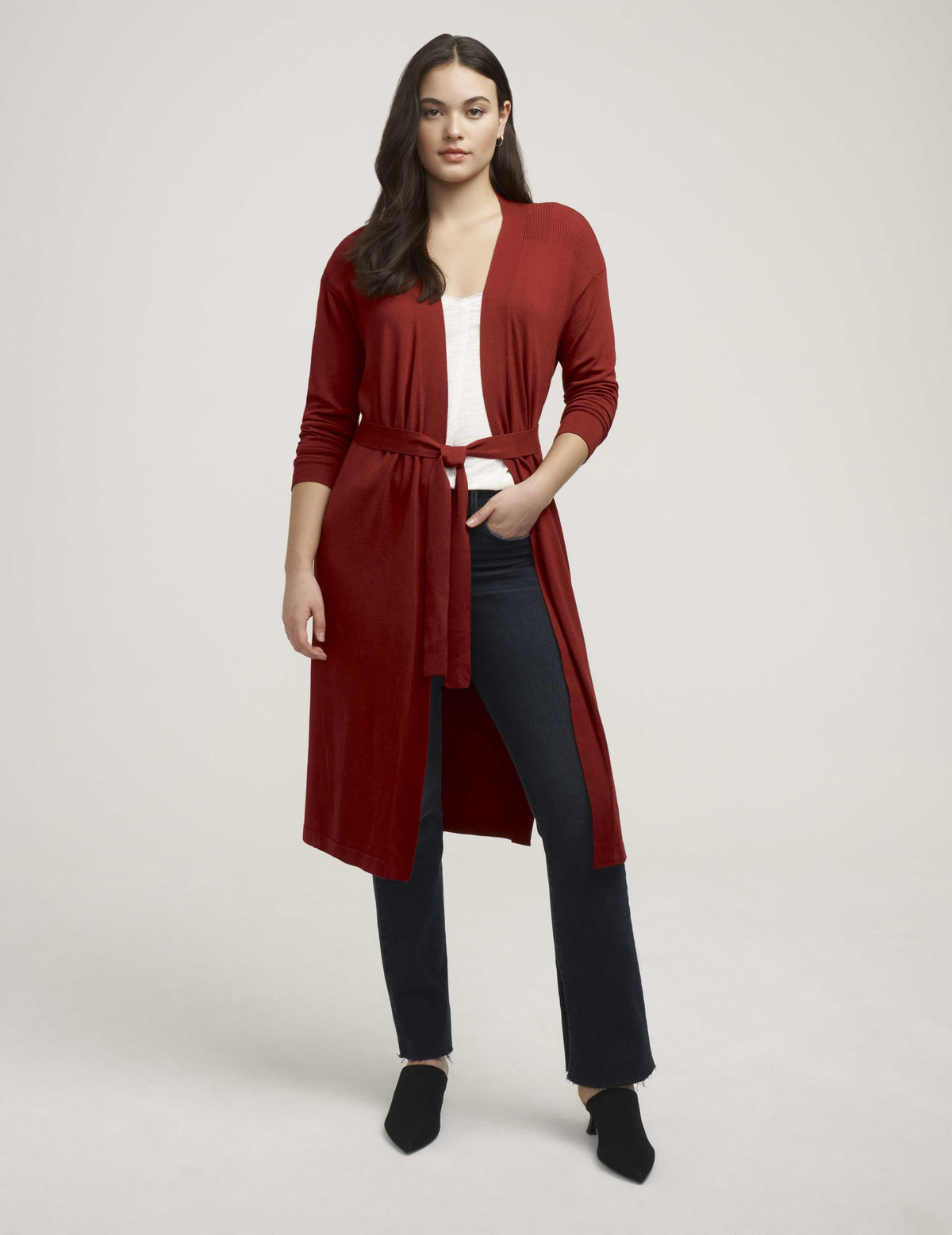 Anne Klein Titian Red Belted Long Cardigan- Clearance